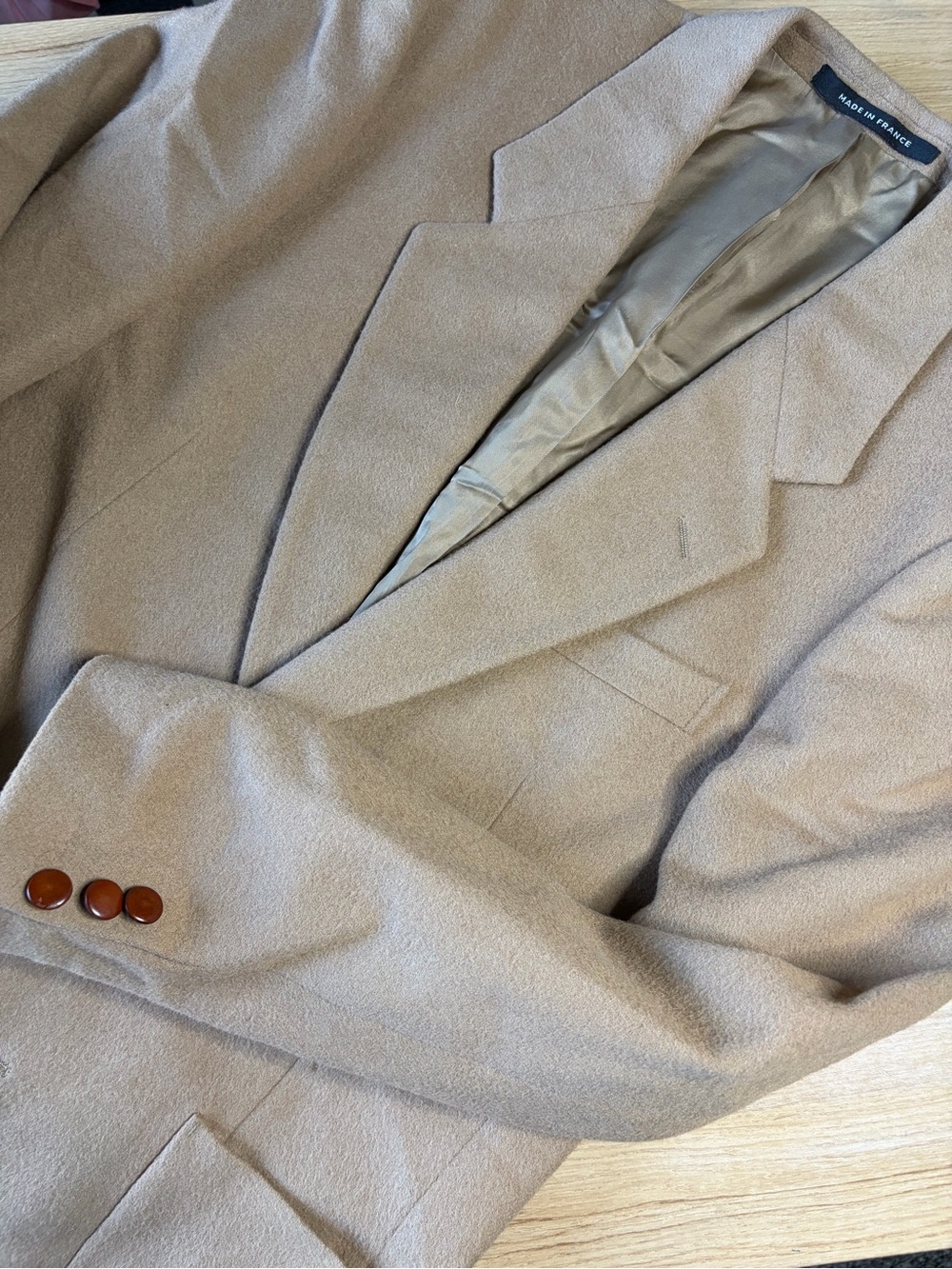Vintage Yves Saint Laurent Camel Hair Wool Blazer Jacket Made In France 38/40